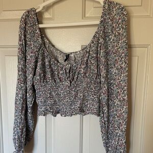 H&m cropped patterned prairie top